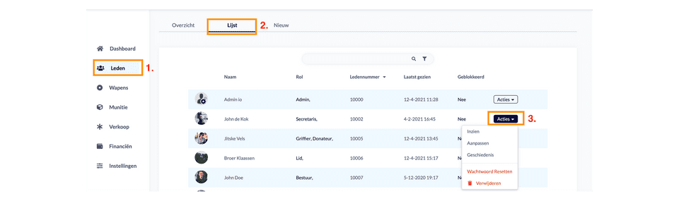 dassport-schietsport-software-ledenlijst-tabblad